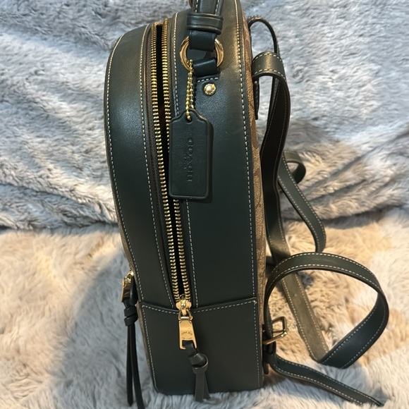 Coach Green & Brown Monogram Small Backpack Like New With Gold Hardware - Picture 5 of 11
